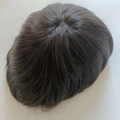 100% Human Hair V Loop Mens Topper Hairpiece Male Wigs Real Hair Ultra Thin