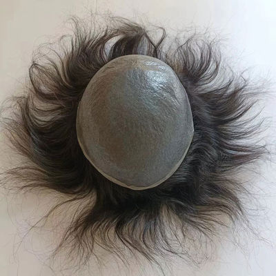 100% Human Hair V Loop Mens Topper Hairpiece Male Wigs Real Hair Ultra Thin