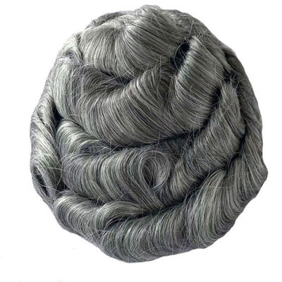 Straight Mens Toupee Human Hair Real wigs 100% Grey Full PU Thin Skin