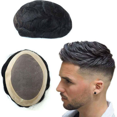 100% Raw Virgin Mono Mens Hair Replacement Wigs Topper Hairpiece Full PU