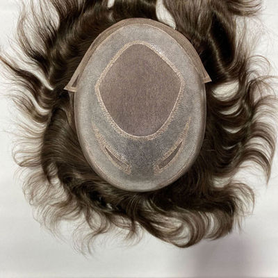 6inches Human Hair Mens Toupee Mono Lace Wigs Silk Base Closure