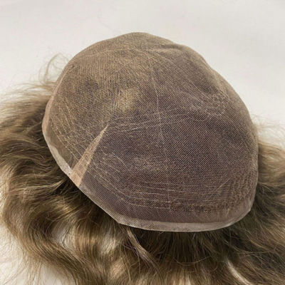 6inches Human Hair Mens Toupee Mono Lace Wigs Silk Base Closure