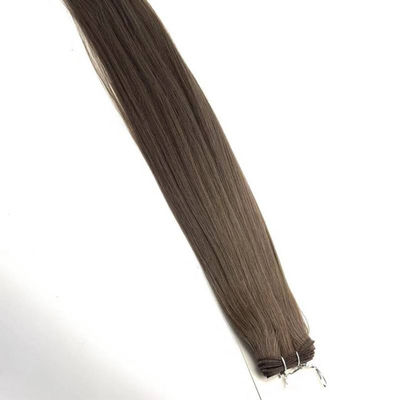 Invisible Weft Woman Human Hair Extensions Grey Brown Tone Hand Tied