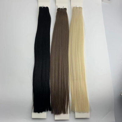 Invisible Weft Woman Human Hair Extensions Grey Brown Tone Hand Tied