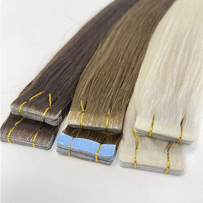Invisible Weft Woman Human Hair Extensions Grey Brown Tone Hand Tied